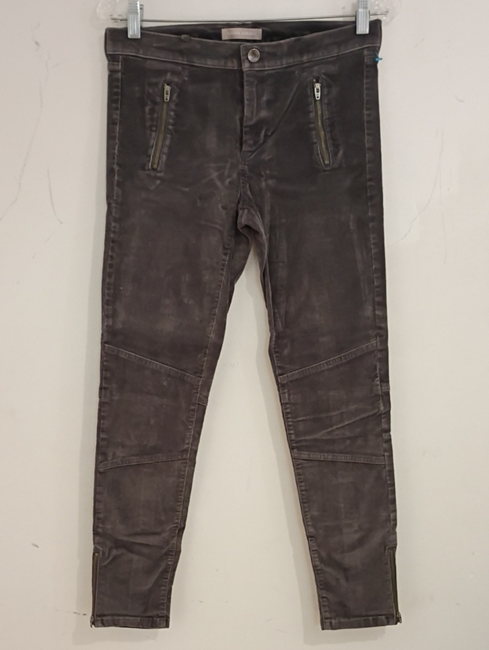 Banana Republic Women's Skinny Zip-Detail Pants in Charcoal Gray